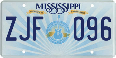 MS license plate ZJF096