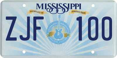 MS license plate ZJF100