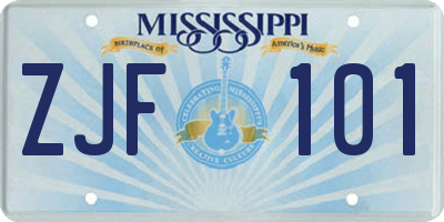 MS license plate ZJF101