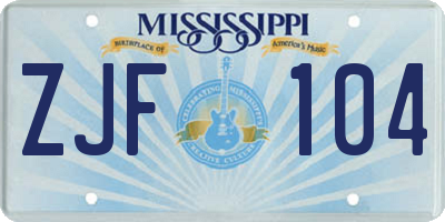 MS license plate ZJF104