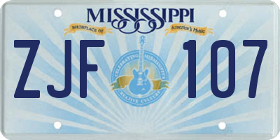 MS license plate ZJF107