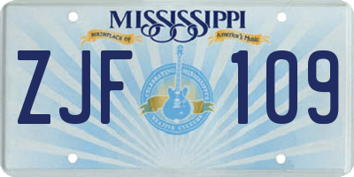 MS license plate ZJF109