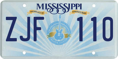 MS license plate ZJF110