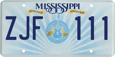 MS license plate ZJF111