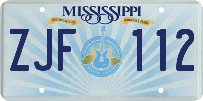 MS license plate ZJF112