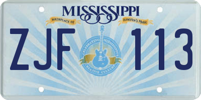 MS license plate ZJF113
