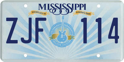 MS license plate ZJF114