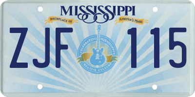 MS license plate ZJF115