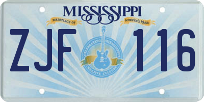 MS license plate ZJF116