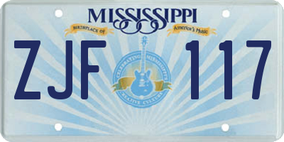 MS license plate ZJF117
