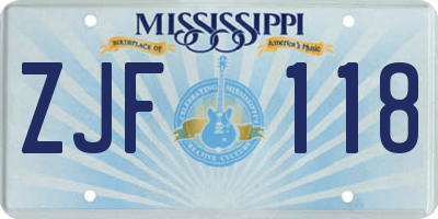 MS license plate ZJF118