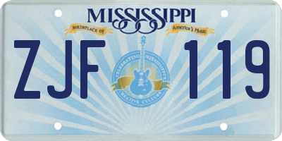 MS license plate ZJF119