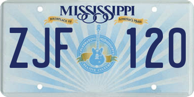 MS license plate ZJF120