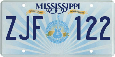 MS license plate ZJF122