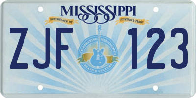 MS license plate ZJF123