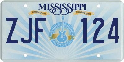 MS license plate ZJF124