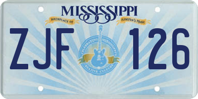 MS license plate ZJF126