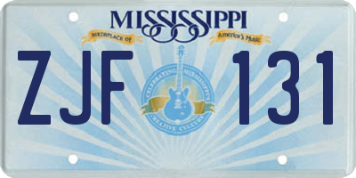 MS license plate ZJF131