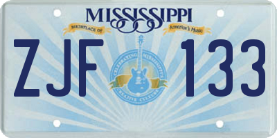 MS license plate ZJF133