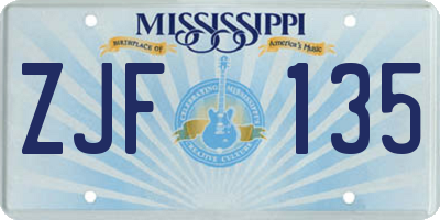 MS license plate ZJF135