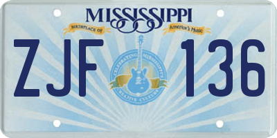 MS license plate ZJF136