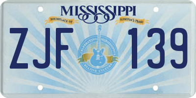 MS license plate ZJF139