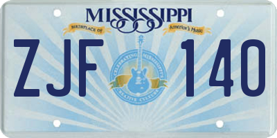 MS license plate ZJF140