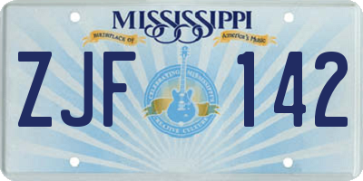 MS license plate ZJF142