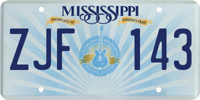 MS license plate ZJF143