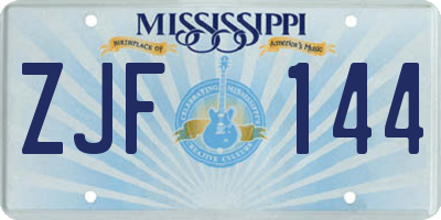 MS license plate ZJF144