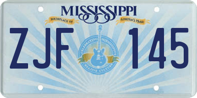 MS license plate ZJF145