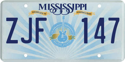 MS license plate ZJF147