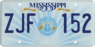 MS license plate ZJF152