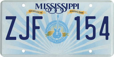 MS license plate ZJF154