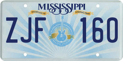 MS license plate ZJF160