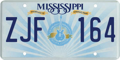 MS license plate ZJF164