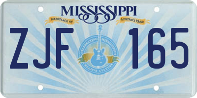 MS license plate ZJF165