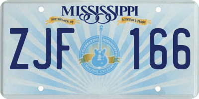 MS license plate ZJF166