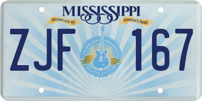 MS license plate ZJF167