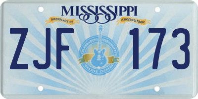 MS license plate ZJF173