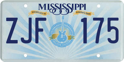 MS license plate ZJF175
