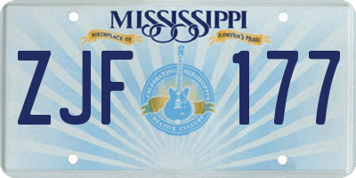 MS license plate ZJF177