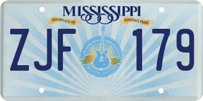 MS license plate ZJF179