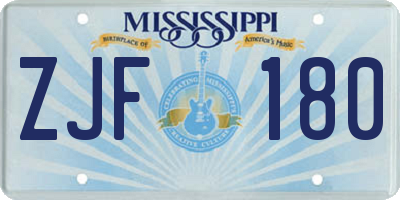 MS license plate ZJF180