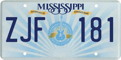 MS license plate ZJF181
