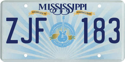 MS license plate ZJF183