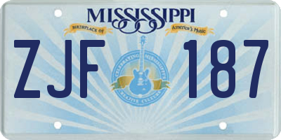MS license plate ZJF187
