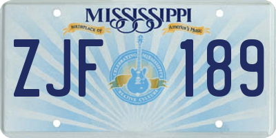 MS license plate ZJF189