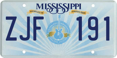MS license plate ZJF191