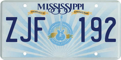 MS license plate ZJF192